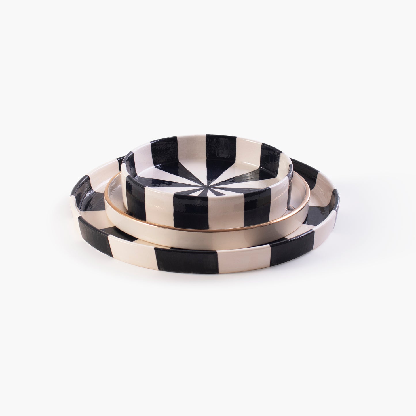 Black and white hand-painted ceramic presentation plate - Circus Collection