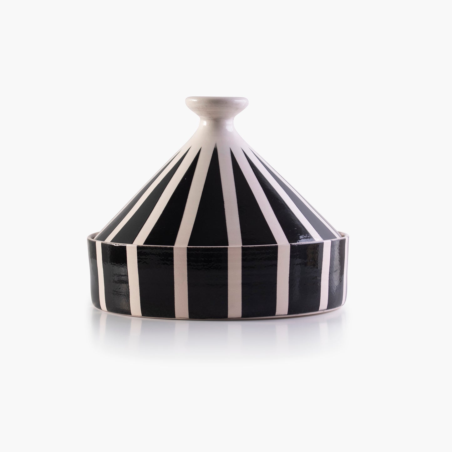 Black and white hand-painted ceramic presentation tagine- Circus Collection