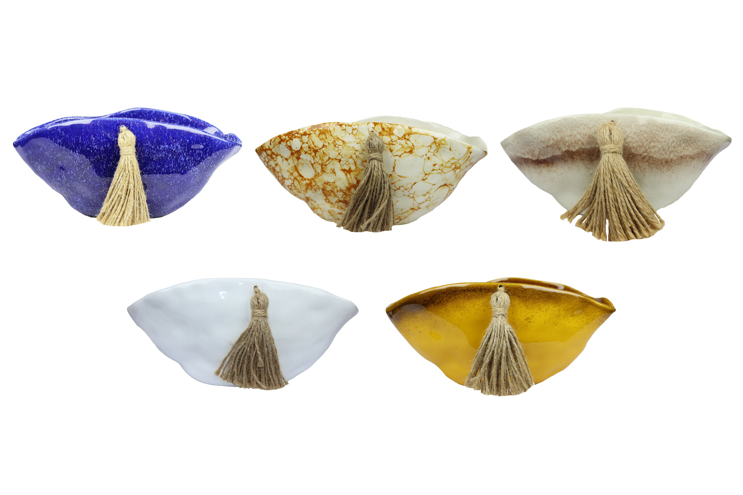 Handmade Ceramic Salad Bowl – Irregular Shape with Tassel – 5 Colors – Food Safe | Fossini Handcrafted