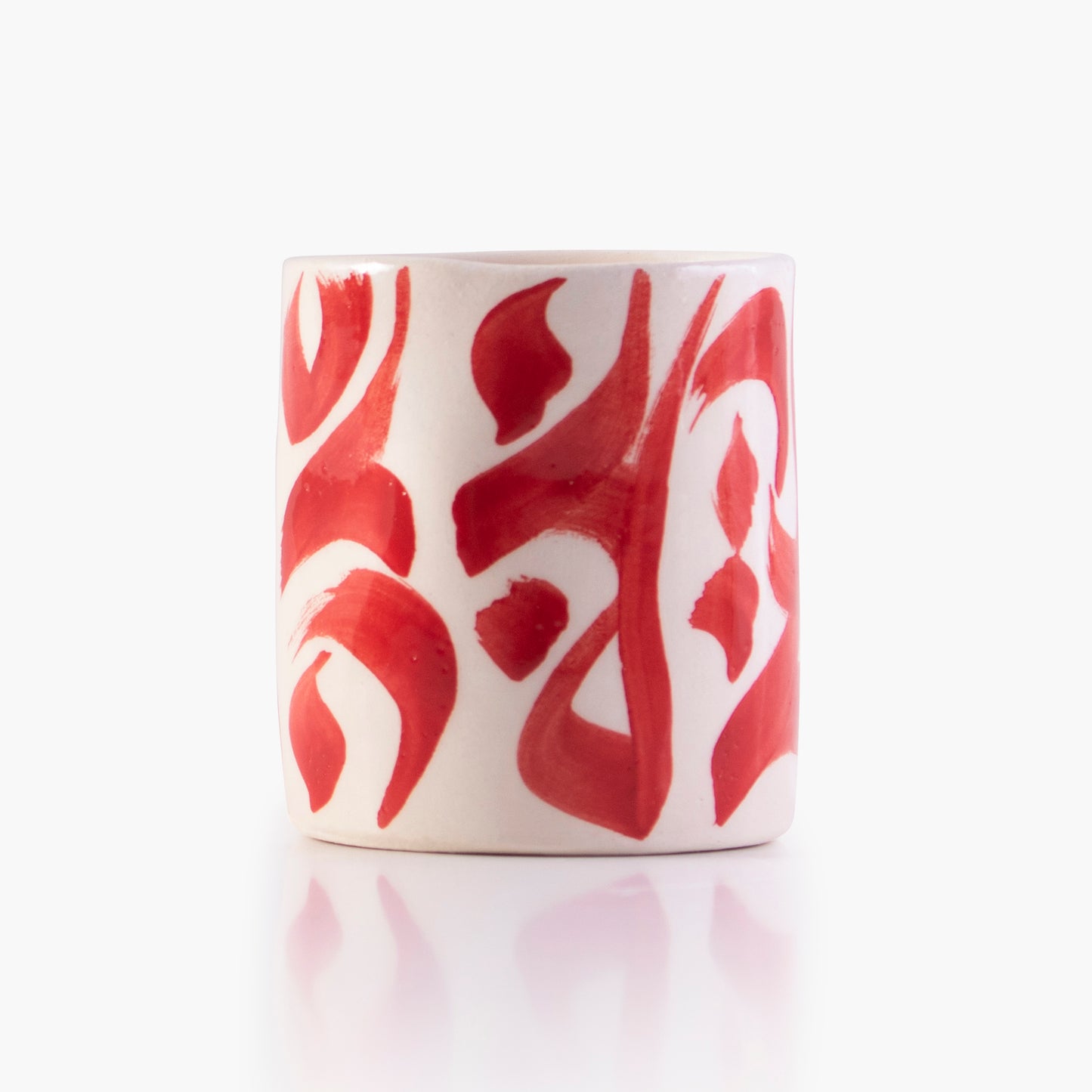 Red and white hand-painted ceramic nespresso cup - Calligraphy Collection