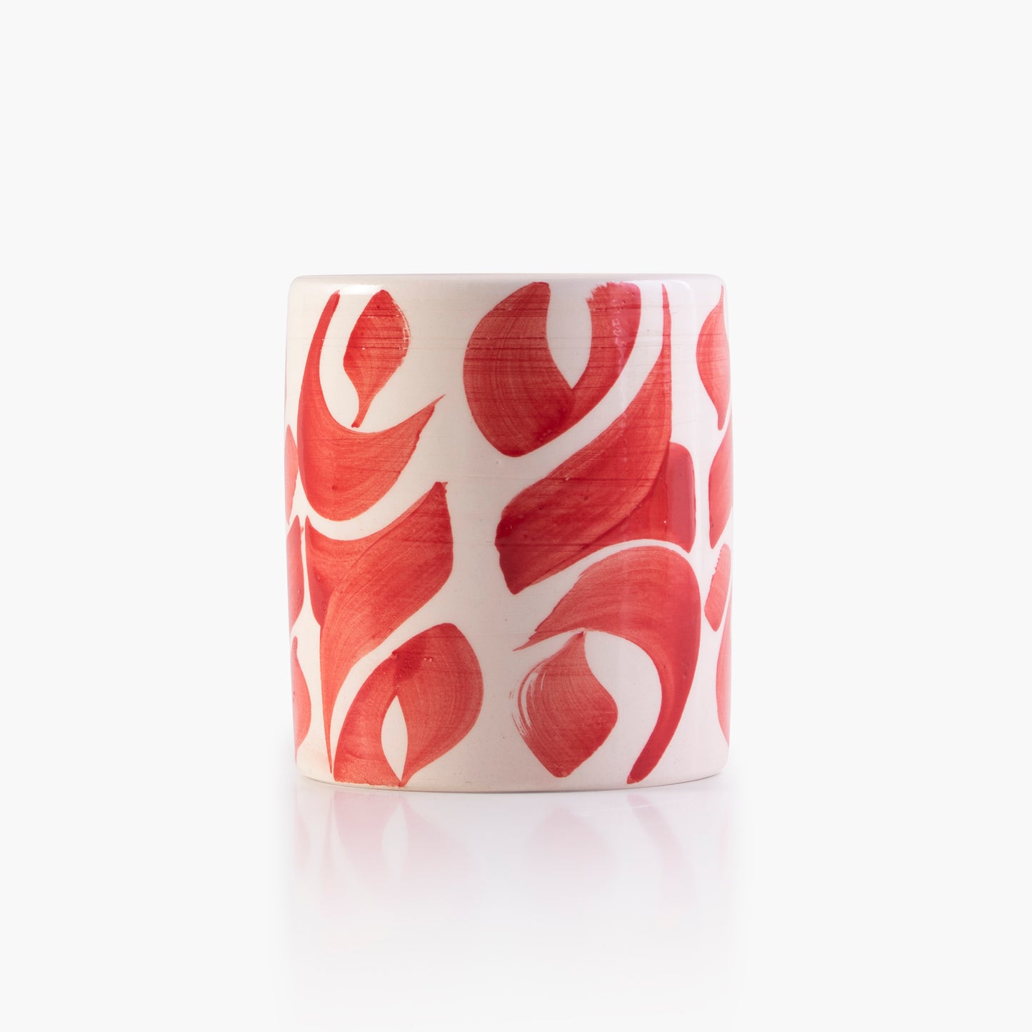Red and white hand-painted ceramic mug - Calligraphy Collection