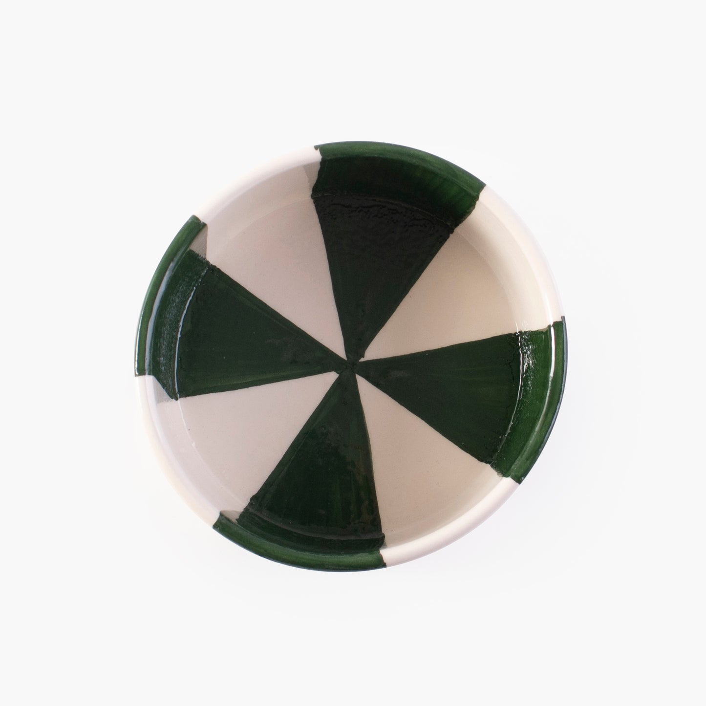 White and green hand painted ceramic bowl - Colletion Circus
