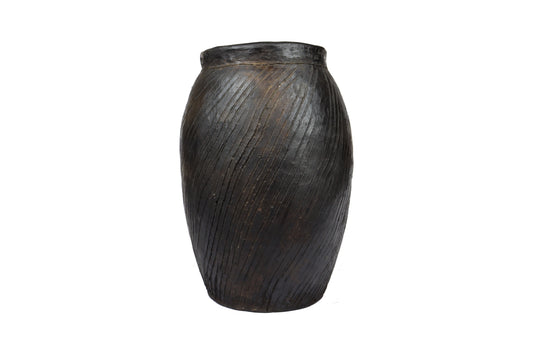 Rwached Black Pottery Vase – Handcrafted Tunisian Art