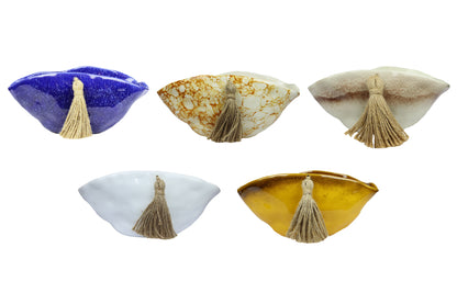 Handmade Ceramic Salad Bowl – Irregular Shape with Tassel – 5 Colors – Food Safe | Fossini Handcrafted