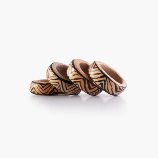 Nude terracotta napkin rings with black details