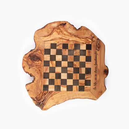 Rustic chess board , 16x 40 cm - Handcrafted, natural olive wood