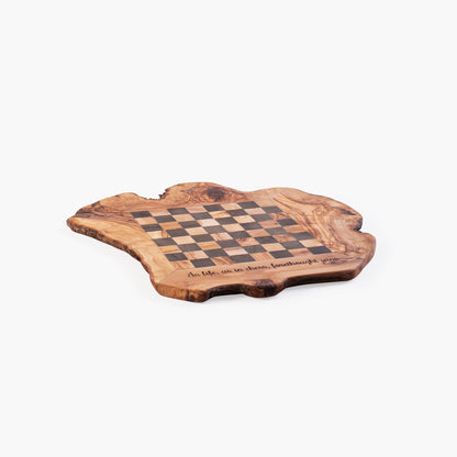 Rustic chess board , 24 x 33 cm - Handcrafted, natural olive wood